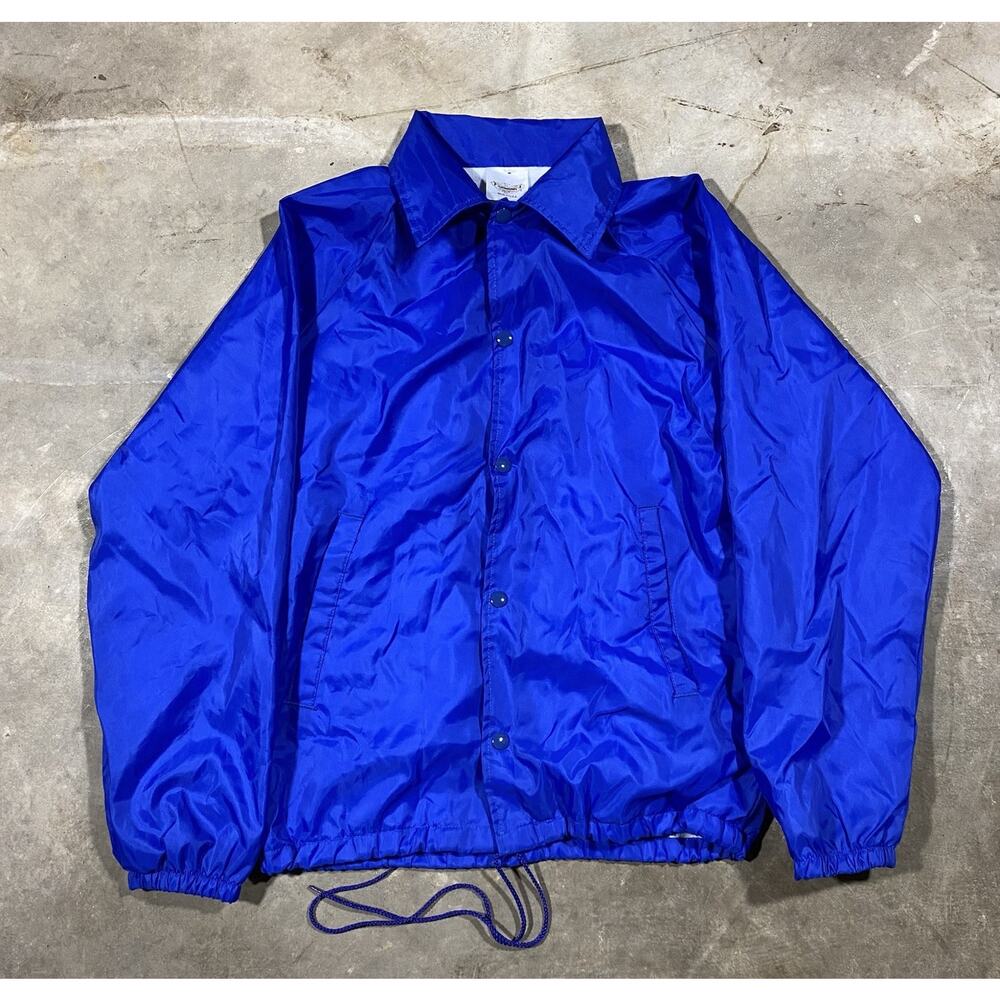 VTG Auburn Sportswear Coach Jacket Blue Nylon USA Made Lined Windbreaker S